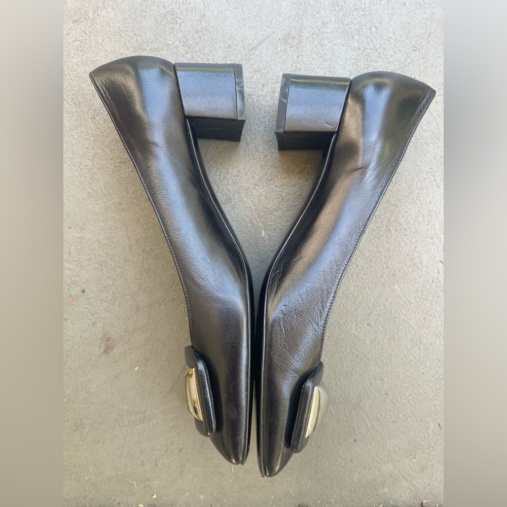 Stuart Weitzman Black Square Toe Block Pump Heels - image 3